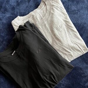 Hollister Black and Light Gray Long Sleeve Tees